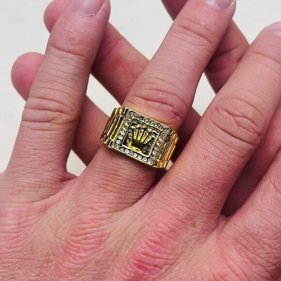 Y2K Vintage Gold Rolex Ring Unisex Size 8 2000s Jewelry Brand New - Picture 5 of 8